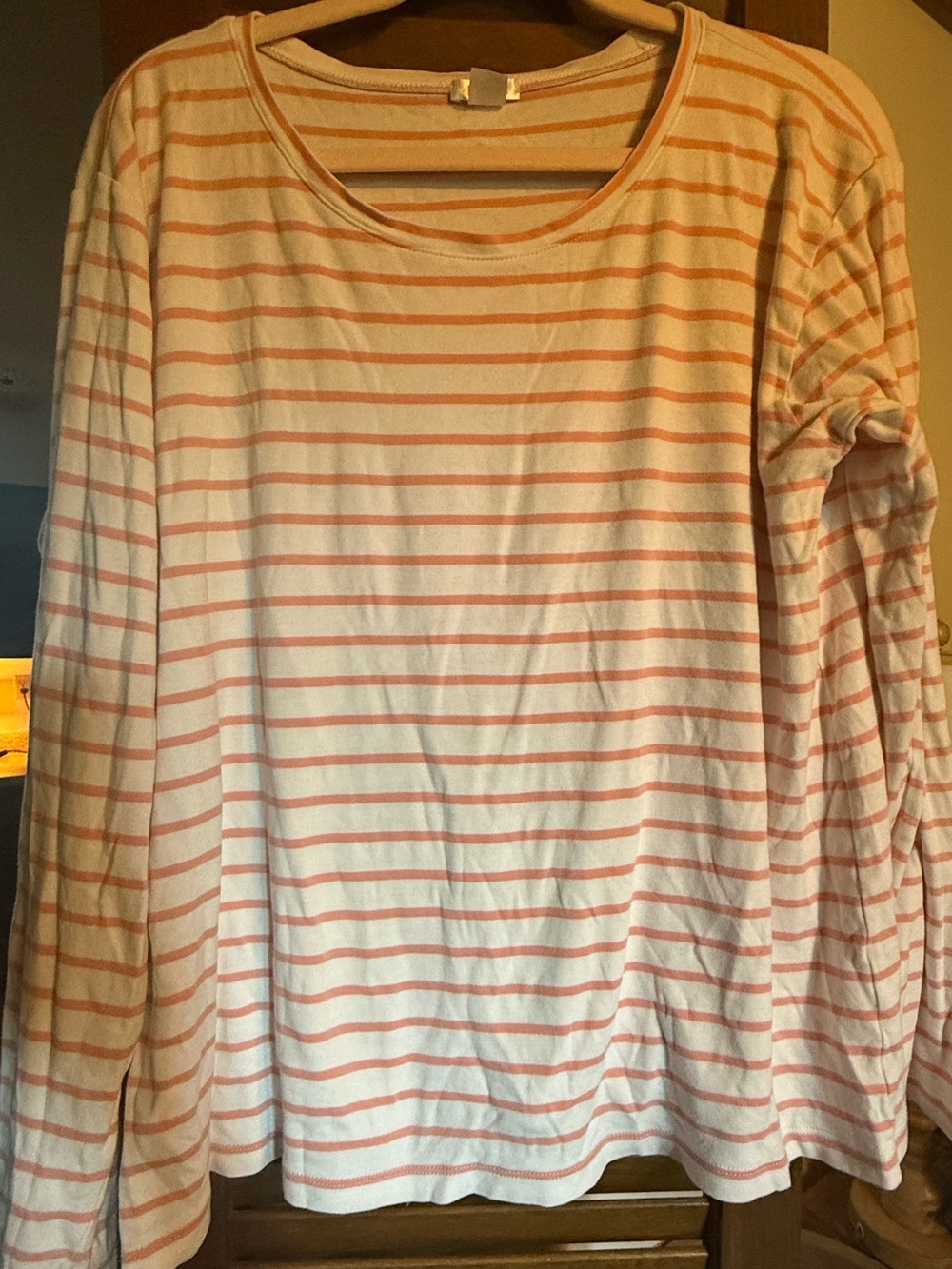 Lake XL organic Pima cotton top XL pink and white stripe GUC